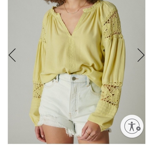 Lucky Brand Tops - Lucky Brand Crochet Peasant Blouse